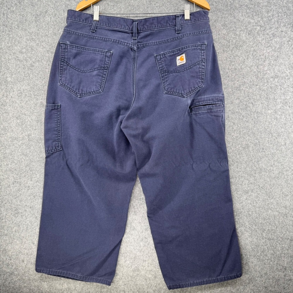 Carhartt FRB159-DNY Work Pants Mens 36x23 Blue Flame Resistant Canvas Utility